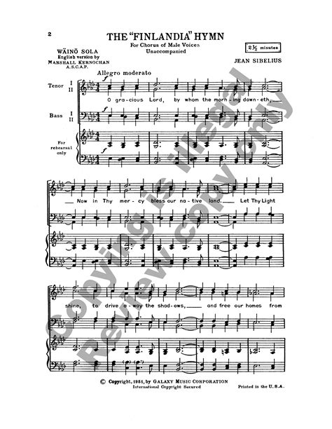 finlandia hymn sheet music